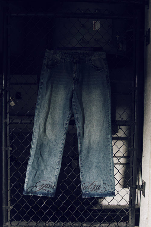 G4u signature script vintage dark denim