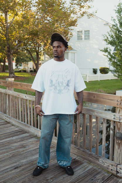 G4u signature script baggy indigo wash denim
