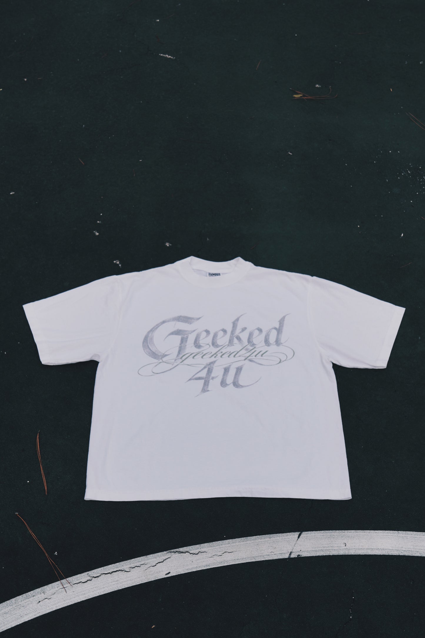 White Signature Script Oversized T