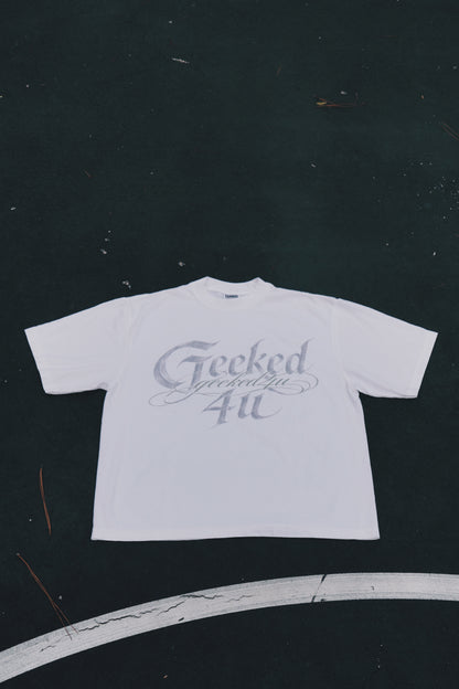 White Signature Script Oversized T
