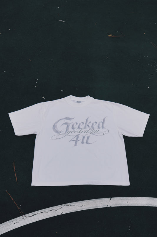 White Signature Script Oversized T